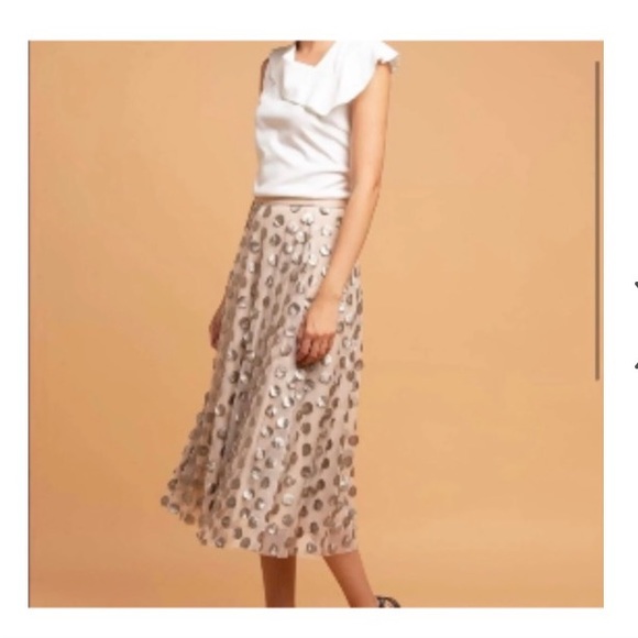 Anthropology Eva Franco Payette Skirt Gold Dot on Champagne Size 8 - Picture 5 of 9